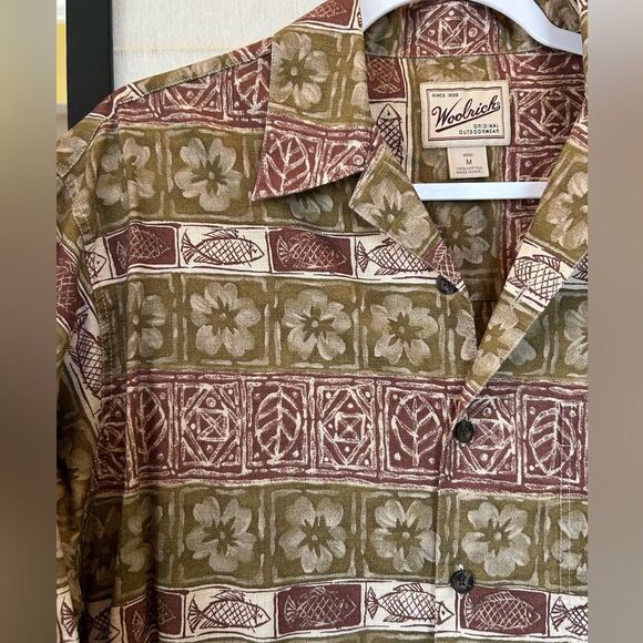 Woolrich Vintage Retro Hawaiian Print Short Sleeve Button Down Shirt M - Picture 6 of 6